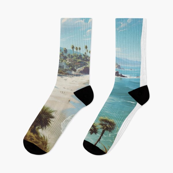 Item preview, Malibu California Beach Coastal Vintage Travel Poster designed and sold by LaFabricaArt.