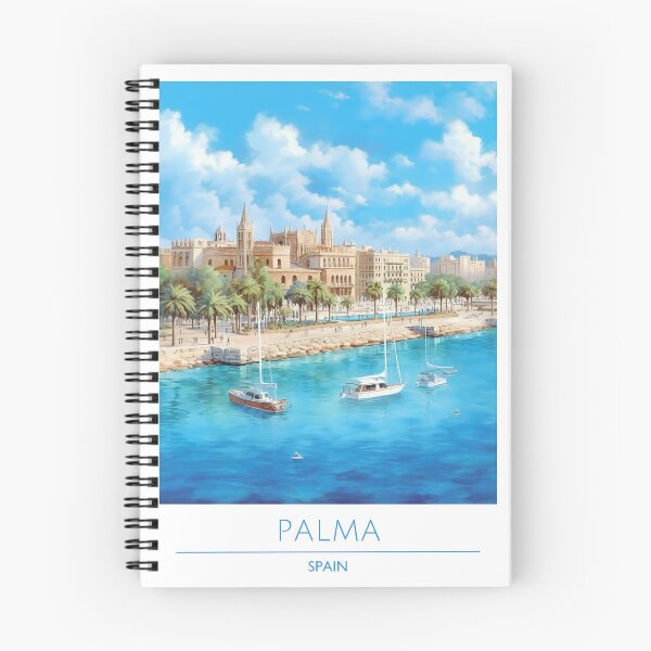 Item preview, Palma Spain Cathedral Harbor Vintage Travel Poster designed and sold by LaFabricaArt.
