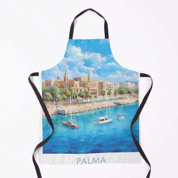 Item preview, Palma Spain Cathedral Harbor Vintage Travel Poster designed and sold by LaFabricaArt.