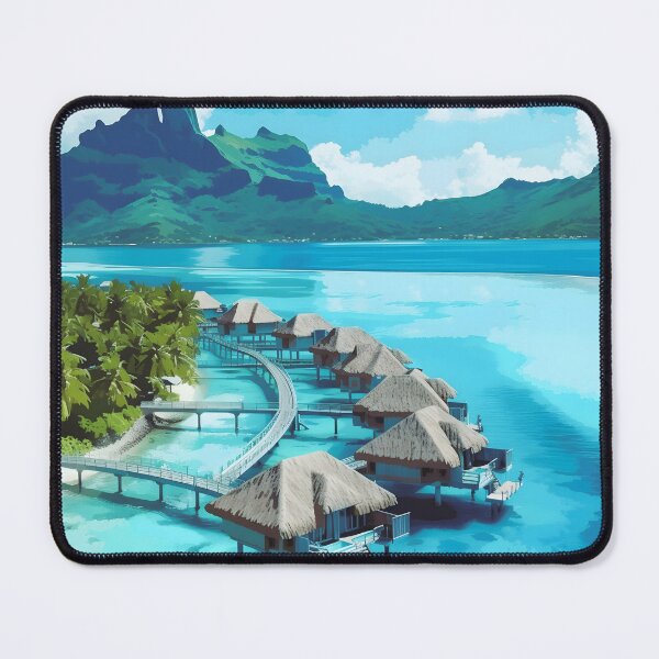 Item preview, Bora Bora French Polynesia Overwater Bungalows Poster designed and sold by LaFabricaArt.