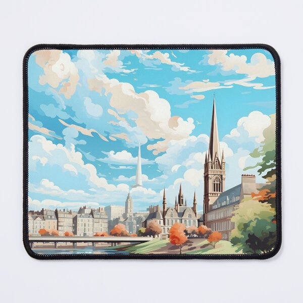 Item preview, Aberdeen Scotland City Spire Vintage Travel Poster designed and sold by LaFabricaArt.