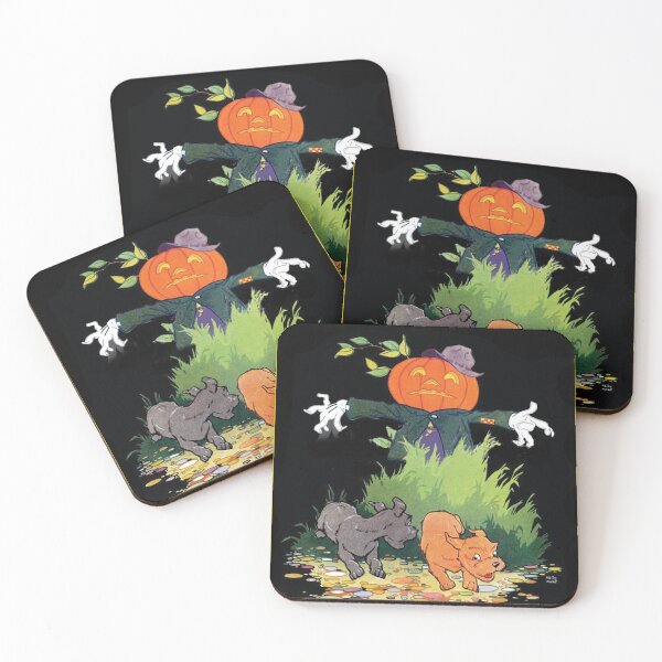 Item preview, Halloween Jack O'Lantern Scarecrow scaring 2 dogs. designed and sold by 2ndBloom.