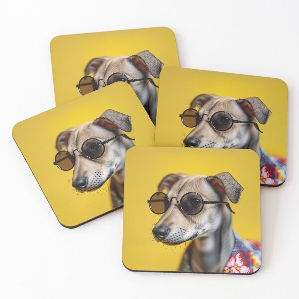 Item preview, Hip Dog in Hawaiian Shirt and Round Glasses  designed and sold by LinaDesign Store.