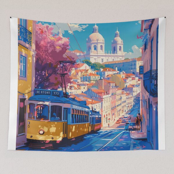 Item preview, Lisbon Portugal Tram 28 Alfama Street Poster designed and sold by LaFabricaArt.