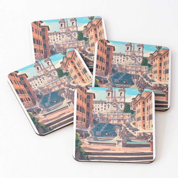 Item preview, Piazza di Spagna Rome Spanish Steps Vintage Poster designed and sold by LaFabricaArt.