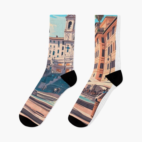 Item preview, Piazza di Spagna Rome Spanish Steps Vintage Poster designed and sold by LaFabricaArt.