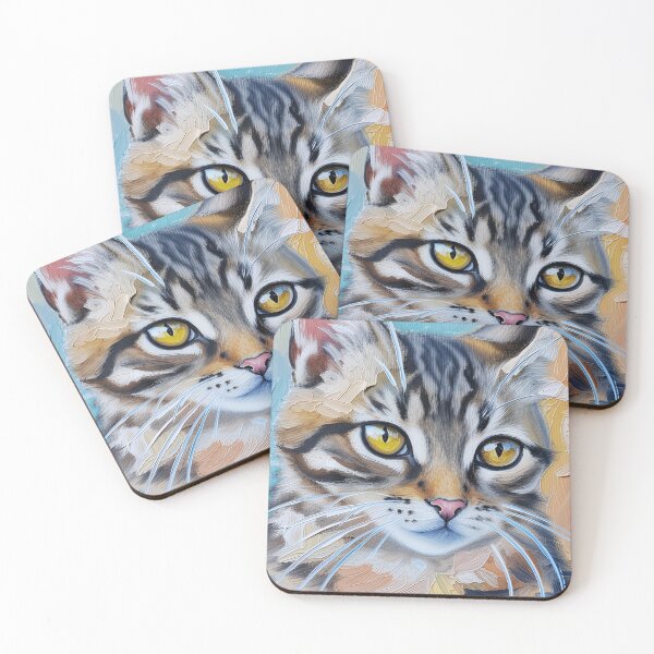 Item preview,  Colorful Painted Cat Portrait With  Bright Yellow Eyes designed and sold by LinaDesign Store.