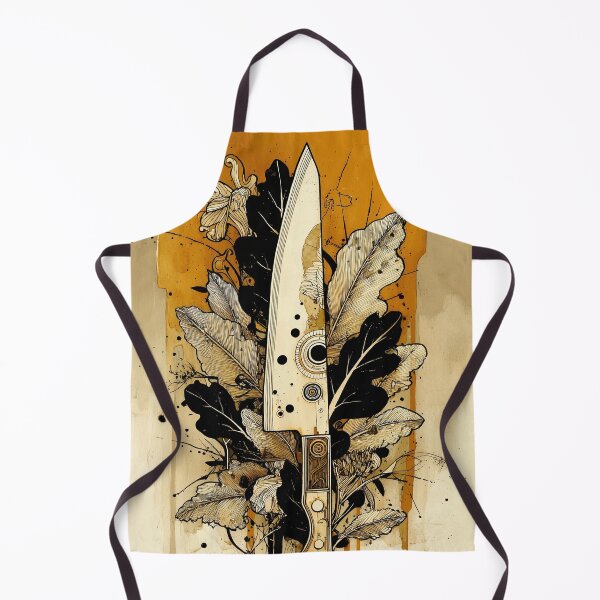 Item preview, Chef's Knife Watercolour Pattern - Vintage Gold designed and sold by ChefsSpicyFits.