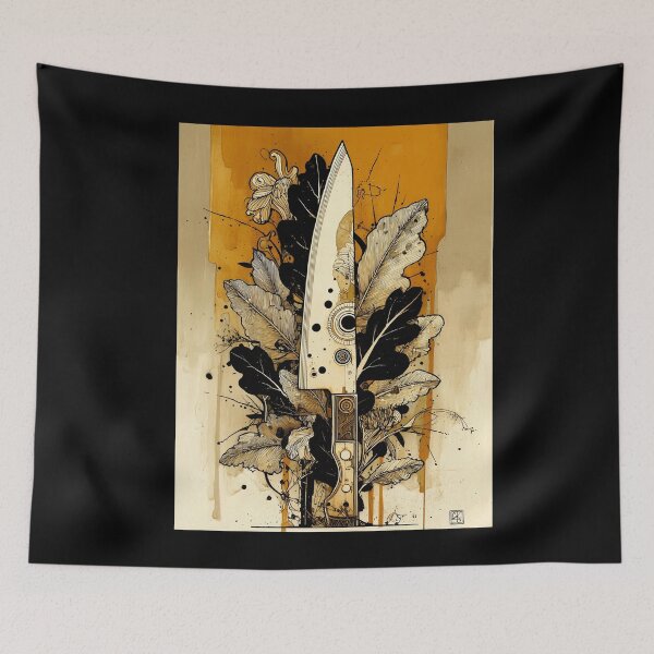 Item preview, Chef's Knife Watercolour Pattern - Vintage Gold designed and sold by ChefsSpicyFits.