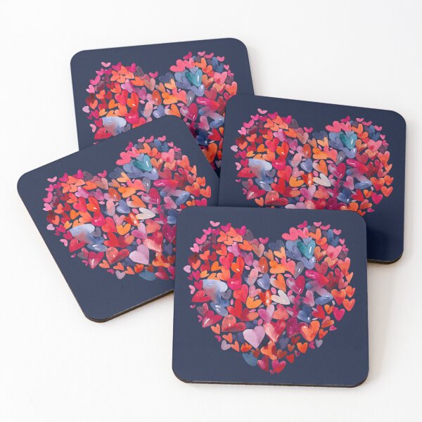 Item preview, Many colorful hearts connected in a heart shape, watercolor painting designed and sold by IngaDesign.