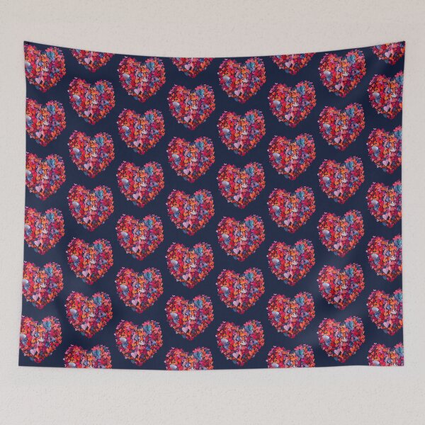 Item preview, Many colorful hearts connected in a heart shape, watercolor painting designed and sold by IngaDesign.