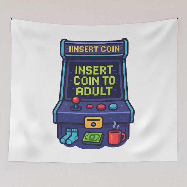 Item preview, Insert Coin to Adult Funny Arcade Gamer Design. designed and sold by The-T-In-Retro.
