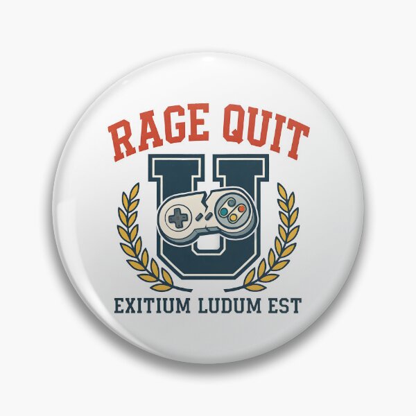 Item preview, Rage Quit University Gaming Emblem Design. designed and sold by The-T-In-Retro.