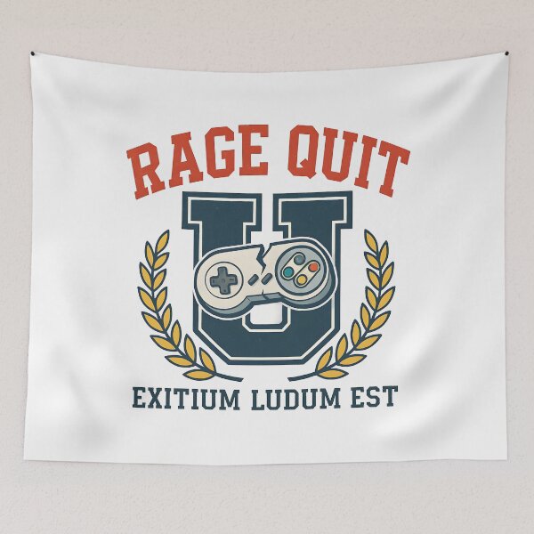 Item preview, Rage Quit University Gaming Emblem Design. designed and sold by The-T-In-Retro.