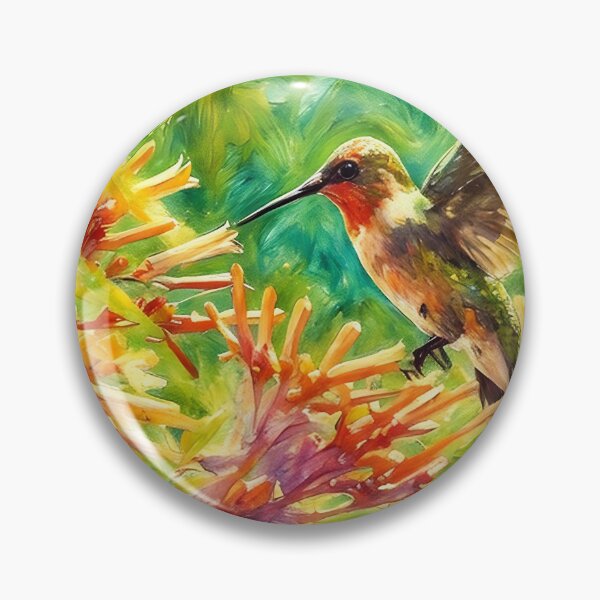 Artikelvorschau, Kolibri mit orangen Blüten entworfen und verkauft von tomorrowsart.
