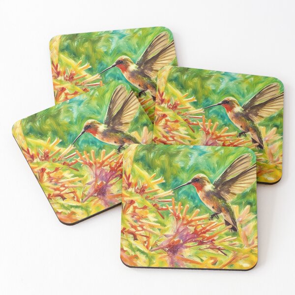 Item preview, Hummingbird with Orange Flowers designed and sold by tomorrowsart.