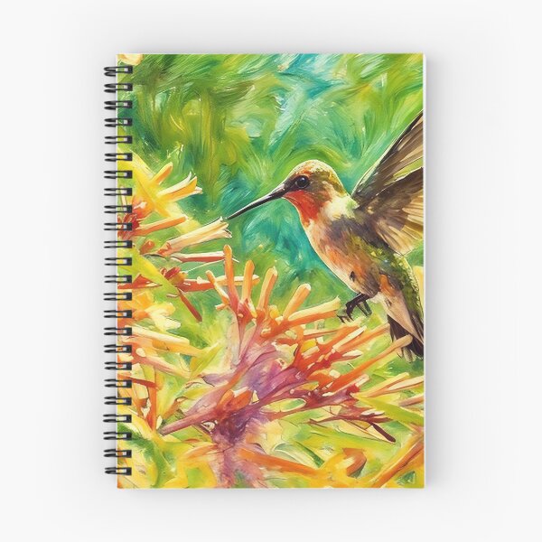 Artikelvorschau, Kolibri mit orangen Blüten entworfen und verkauft von tomorrowsart.