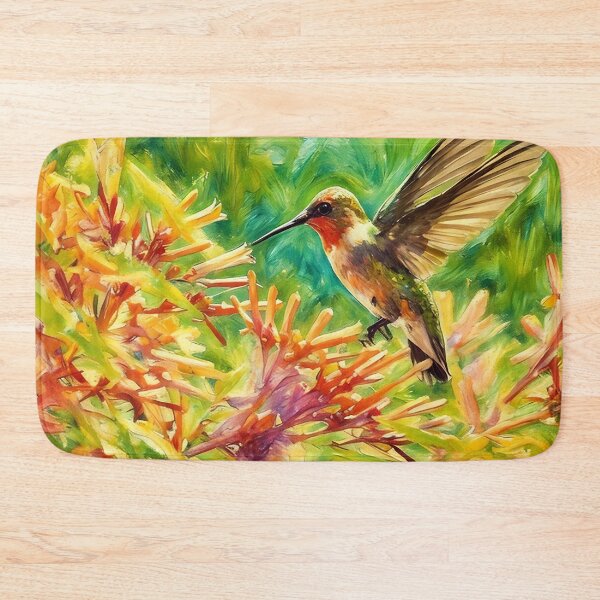 Artikelvorschau, Kolibri mit orangen Blüten entworfen und verkauft von tomorrowsart.