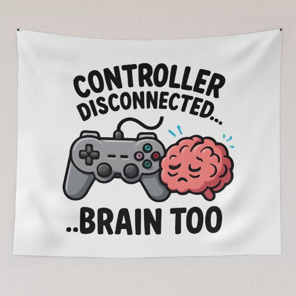 Item preview, Funny Gamer Controller Disconnected Brain Too Cartoon Design. designed and sold by The-T-In-Retro.