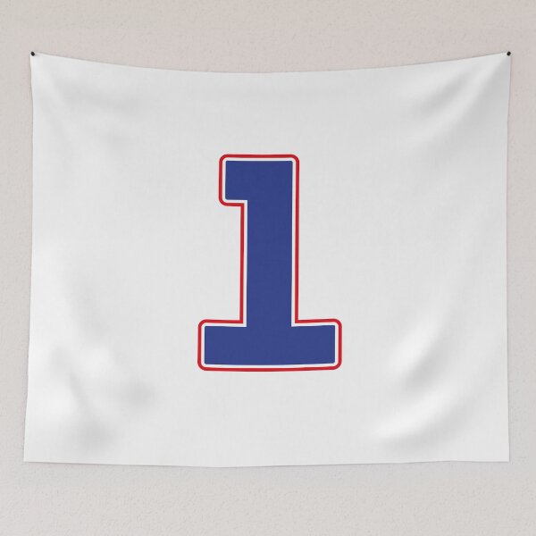 Item preview, Jersey Number 1 / Player Shirt Number One (Blue with Red Outline) designed and sold by STUDIO-72.