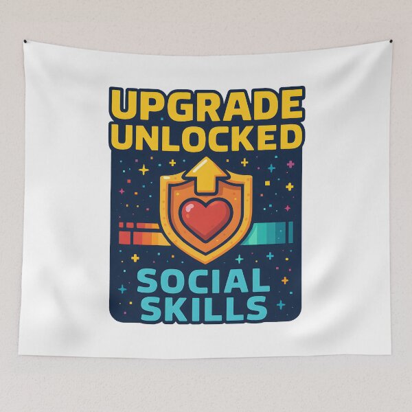 Item preview, Funny Gamer Level Up Social Skills Upgrade Design. designed and sold by The-T-In-Retro.