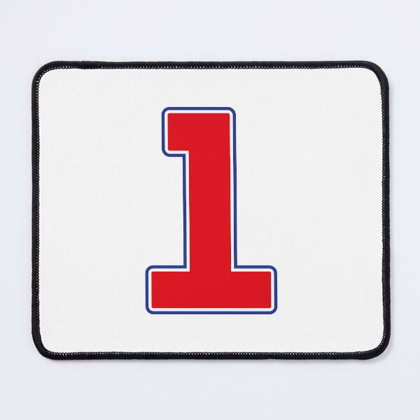 Item preview, Jersey Number 1 / Player Shirt Number One (Red with Blue Outline) designed and sold by STUDIO-72.