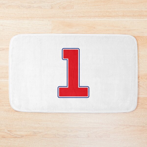 Item preview, Jersey Number 1 / Player Shirt Number One (Red with Blue Outline) designed and sold by STUDIO-72.
