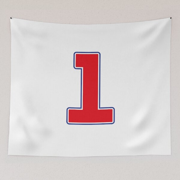 Item preview, Jersey Number 1 / Player Shirt Number One (Red with Blue Outline) designed and sold by STUDIO-72.