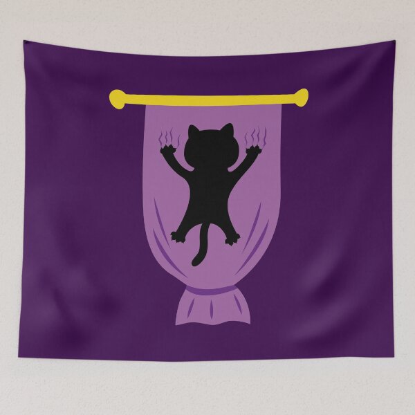 Item preview, Curtain Climber - Funny Black Cat Caught in Trouble designed and sold by fishdesigns.