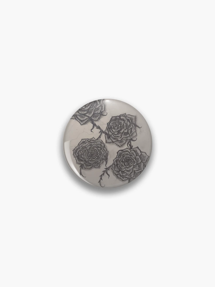 Thumbnail 1 of 3, Pin, Inked Roses designed and sold by HarposBazaar.
