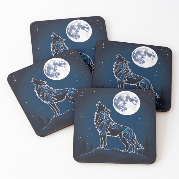 Item preview, Wolf Spirit - Geometric Silhouette on the Moonlit Night designed and sold by VIRALOOP.
