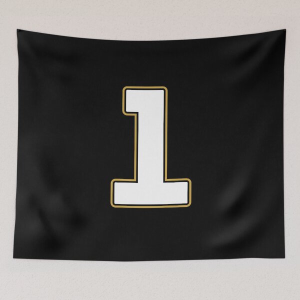 Item preview, Jersey Number 1 / Player Shirt Number One (White with Gold Outline) designed and sold by STUDIO-72.