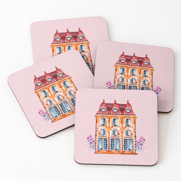 Item preview, Renaissance style Doll House with red roof in quirky vintage style watercolor designed and sold by IngaDesign.