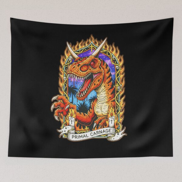 Item preview, Primal Carnage - Scary Vintage Carnotaurus Dinosaur designed and sold by CoffinsArt.