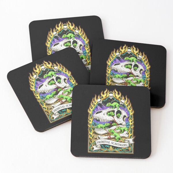 Item preview, Primeval Scavengers - Tiny Dinosaurs Gothic Skull Art designed and sold by CoffinsArt.