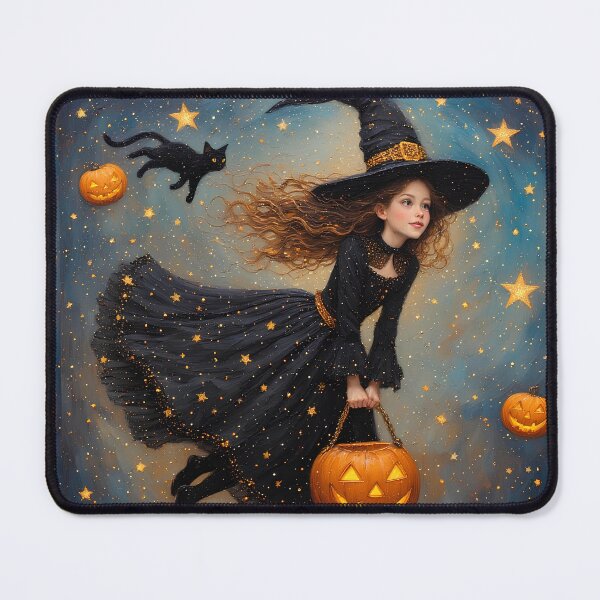 Item preview, A witch and a black cat on Halloween night. designed and sold by Natalia-Vlad.