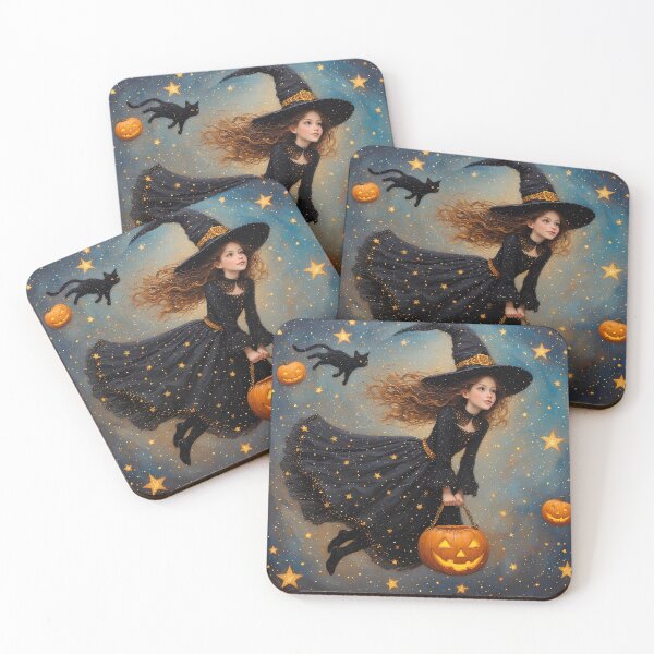 Item preview, A witch and a black cat on Halloween night. designed and sold by Natalia-Vlad.