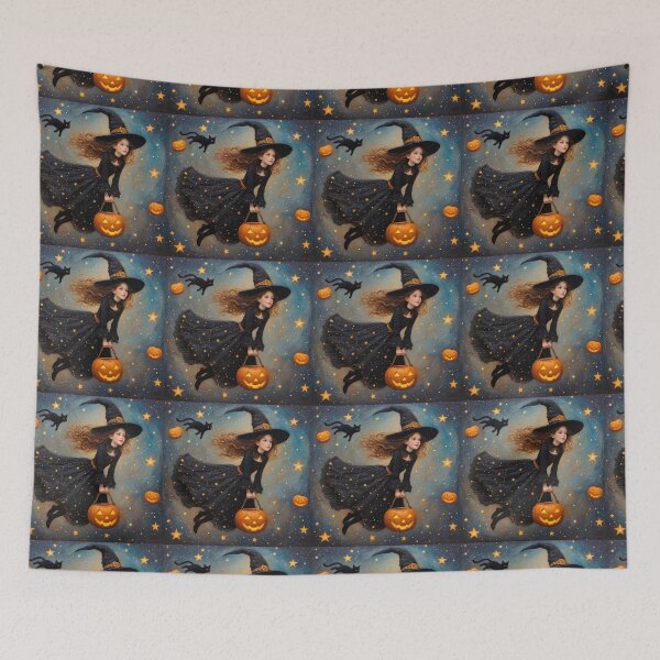 Item preview, A witch and a black cat on Halloween night. designed and sold by Natalia-Vlad.