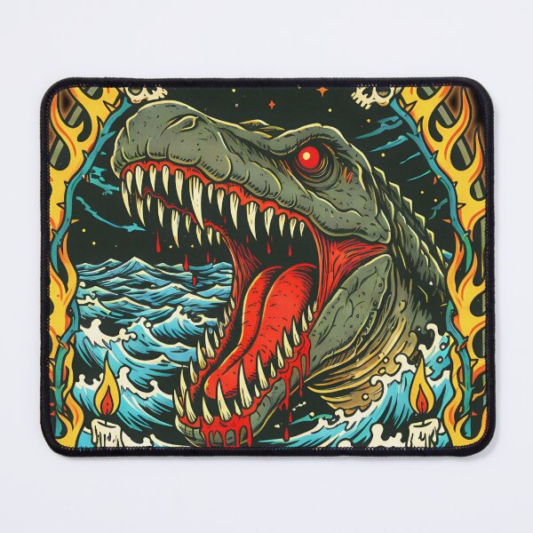 Item preview, Abyssal Terror - Vintage Horror Mosasaurus Dinosaur designed and sold by CoffinsArt.