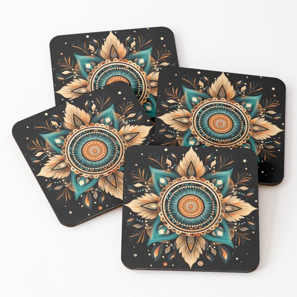 Item preview, Boho Star Mandala – Teal and Gold Geometric Art designed and sold by CraftedHome.