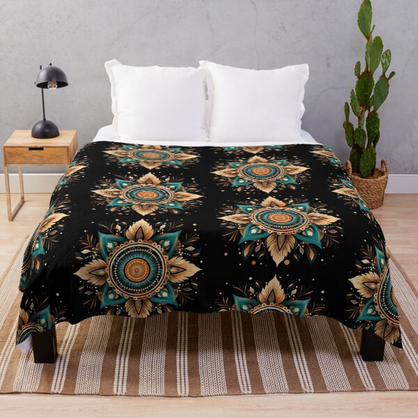 Item preview, Boho Star Mandala – Teal and Gold Geometric Art designed and sold by CraftedHome.