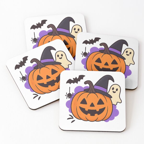 Item preview, Cute Halloween Pumpkin with Witch Hat – Ghost & Bat Spooky Design designed and sold by  ADBIB Design.