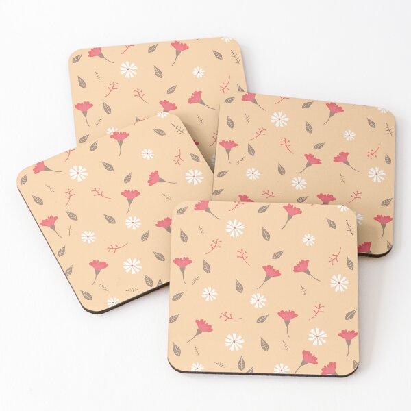 Item preview, Vintage Floral Pattern Red Flowers and Daisies designed and sold by Jamildesign.