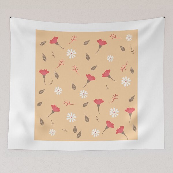 Item preview, Vintage Floral Pattern Red Flowers and Daisies designed and sold by Jamildesign.