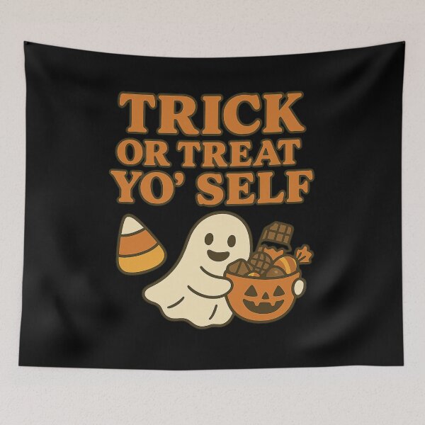 Item preview, Trick or Treat Yo’ Self – Funny Cute Ghost Halloween Design designed and sold by AddictiveDesign.