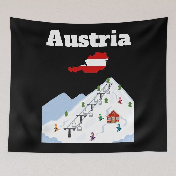 Item preview, Ski trip Austria Ski resort Chairlift Austrian flag souvenir  designed and sold by Artstastic.