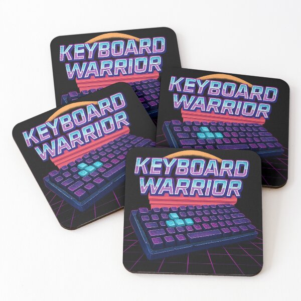 Item preview, Keyboard Warrior Neon Synthwave Sunset designed and sold by ThoughtsInTheOpen.