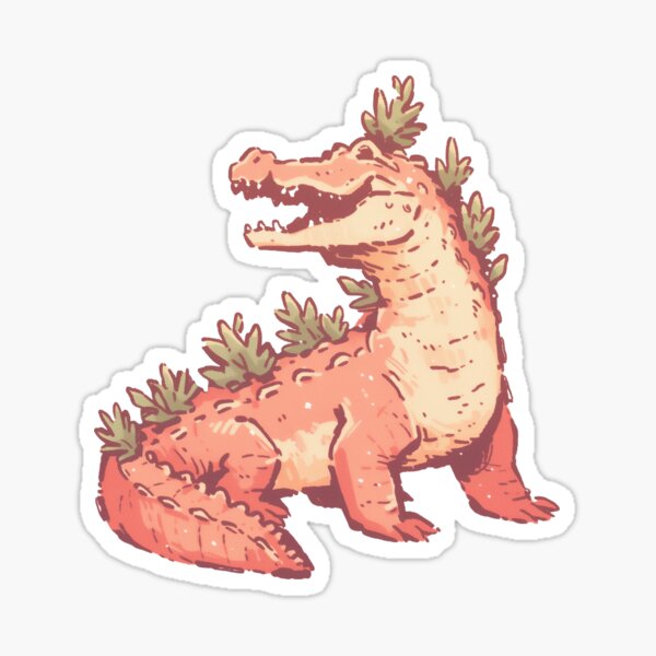 Item preview, Strawberry Crocodile, whimsical botanical illustration designed and sold by Magnificent Lizard.