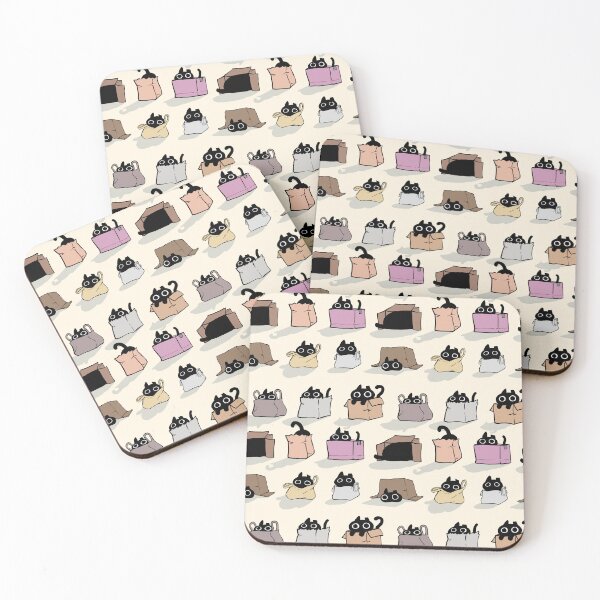 Item preview, Cats in Boxes and Paper Bags Seamless Pattern Design designed and sold by pastelcafe.
