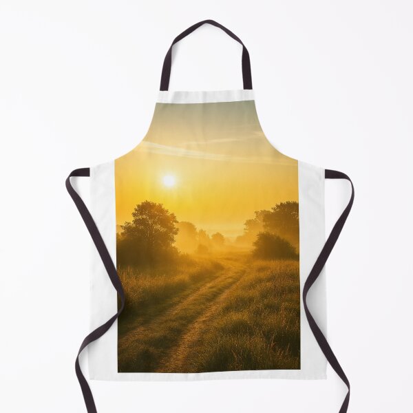 Item preview, sunrise, morning light, golden hour, misty landscape, nature, countryside, peaceful, warm tones, rural path designed and sold by Leonornature.